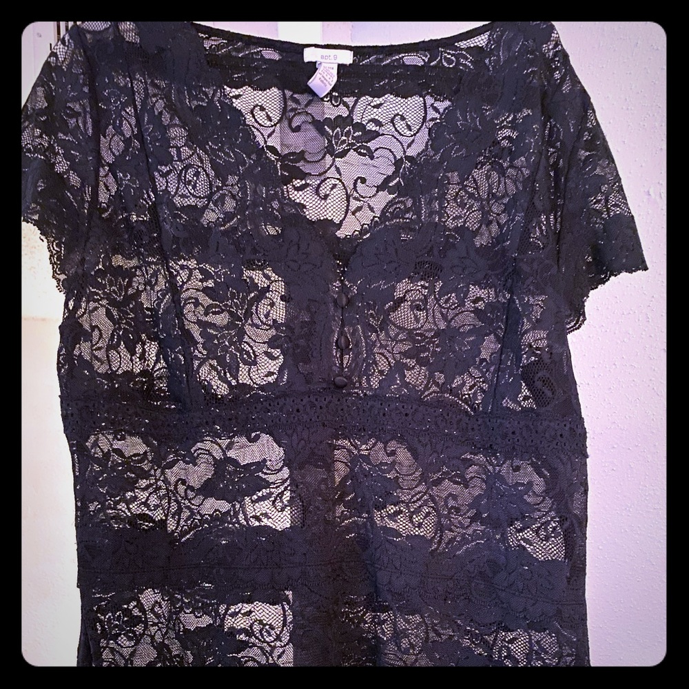See Through Black Lace Top